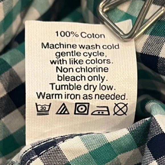 J.Crew (Thomas Shirtings) Men’s XL Gingham Navy Green White Button Down - Picture 6 of 8